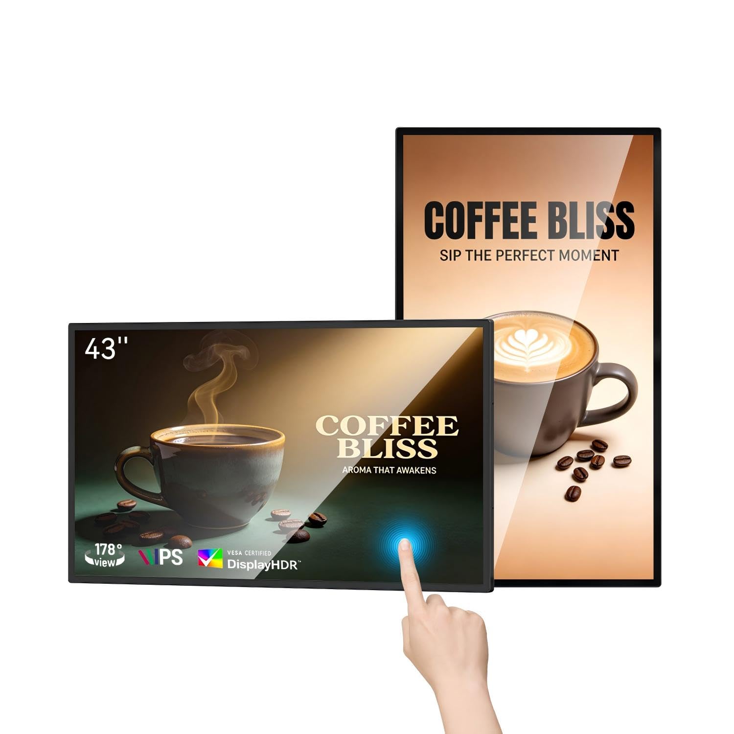 Photo 1 of **It is missing the connecting cable.** MWE 43 inch Wall Mount Digital Signage, FHD Touchscreen Monitor Android 14, Multi-Touch Screen Smart Split, Commercial Advertising Display, Time Switch, CMS Management, HD-MI/ USB/ WiFi/ for Windows
