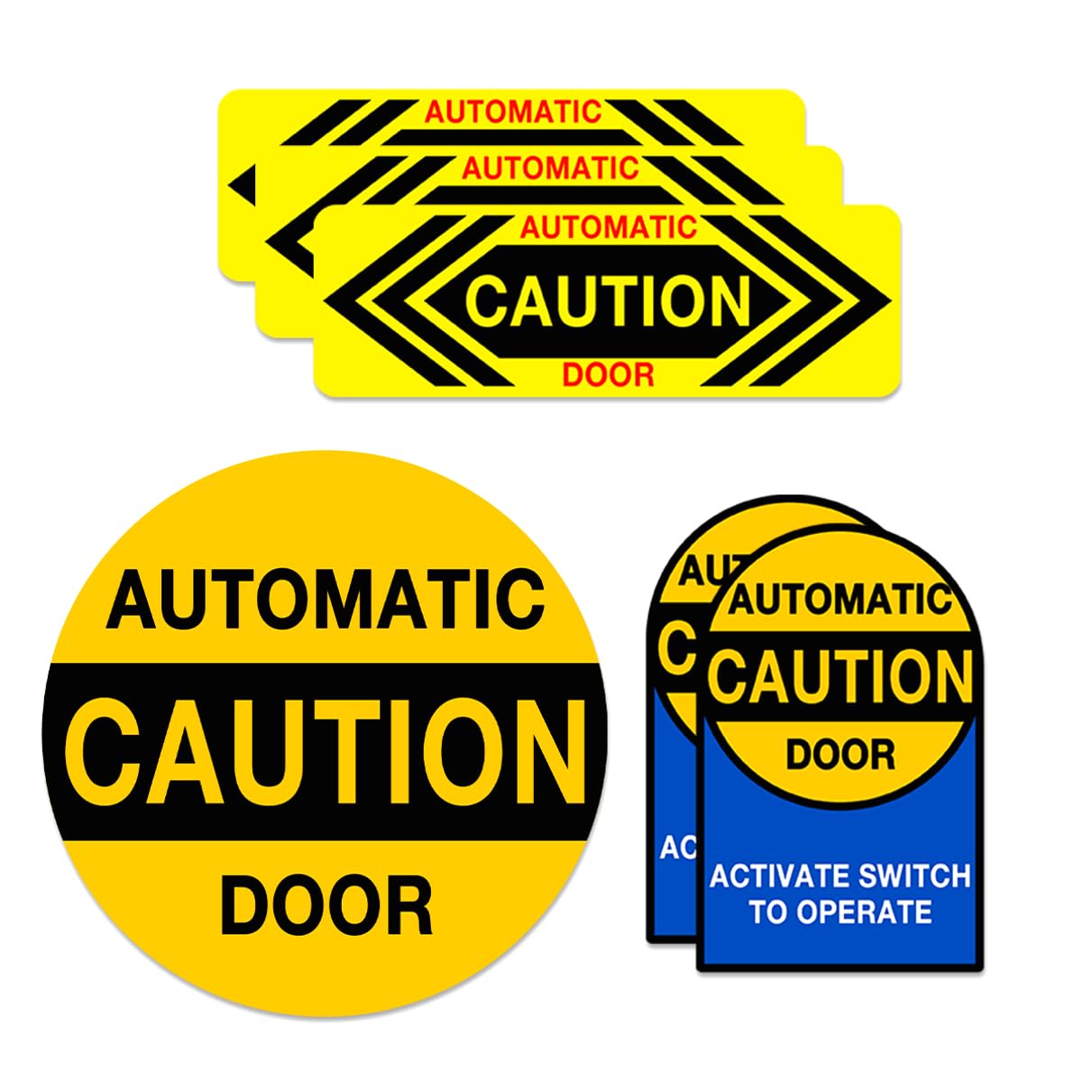 Caution Automatic Door Vinyl Stickers Industrial Safety Decals for Business Warehouse Glass Entry Warning Signage 6Pcs Hard Bike Water Bottles Car