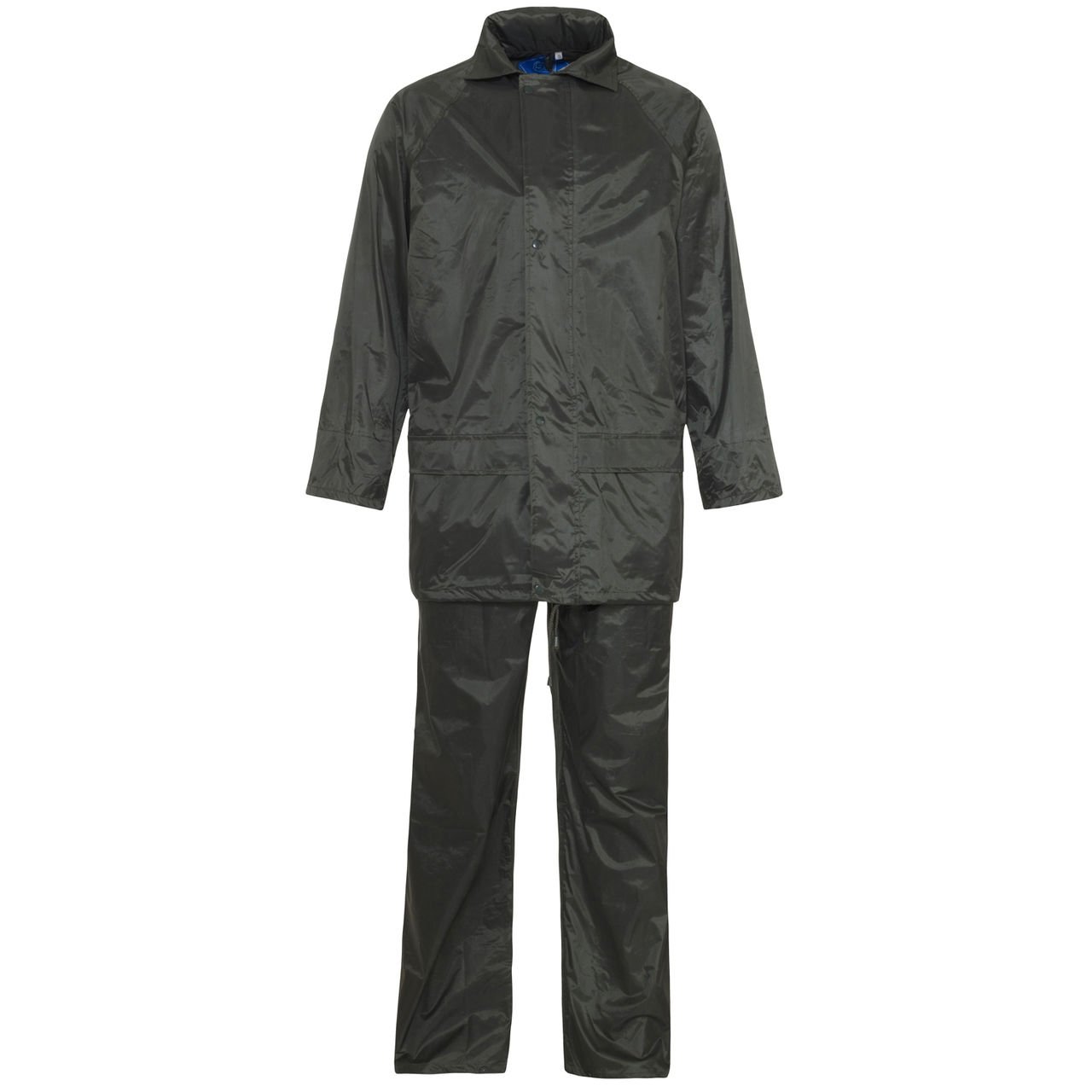 MyShoeStore Unisex Rainsuit Two-Piece Set with Hooded Jacket and Elasticated Trousers, Waterproof Polyester/PVC Fabric, Green, XL