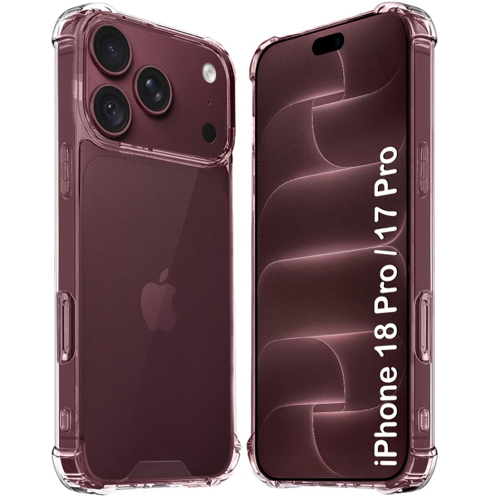 TheGiftKart Crystal Clear Back Cover Case for iPhone 18 Pro / 17 Pro | 360 Degree Protection | Shock Proof Design | Transparent Hard Back Cover Case (PC & TPU, Transparent Bumper)