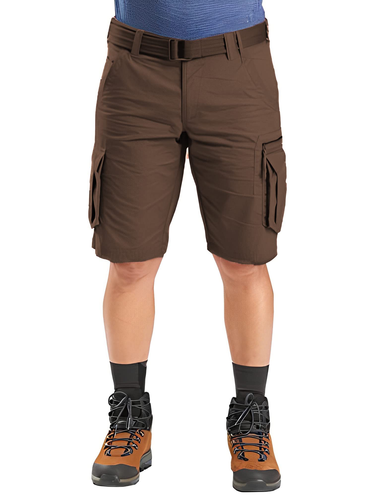 rol Reoutlook Men's 100% Solid Cotton Cargo Shorts/Bermuda with Multi-Pockets and Waist Belt-picture-28