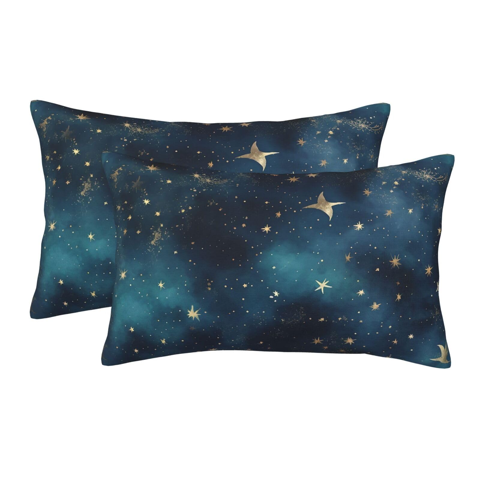 2 Pack Standard Size Pillow Cases for Hair and Skin Soft Breathable Pillow Case Covers with Hidden Zipper Night Sky Stars Pillowcase 20"x30" Pillow Cover for Sleeping Gift