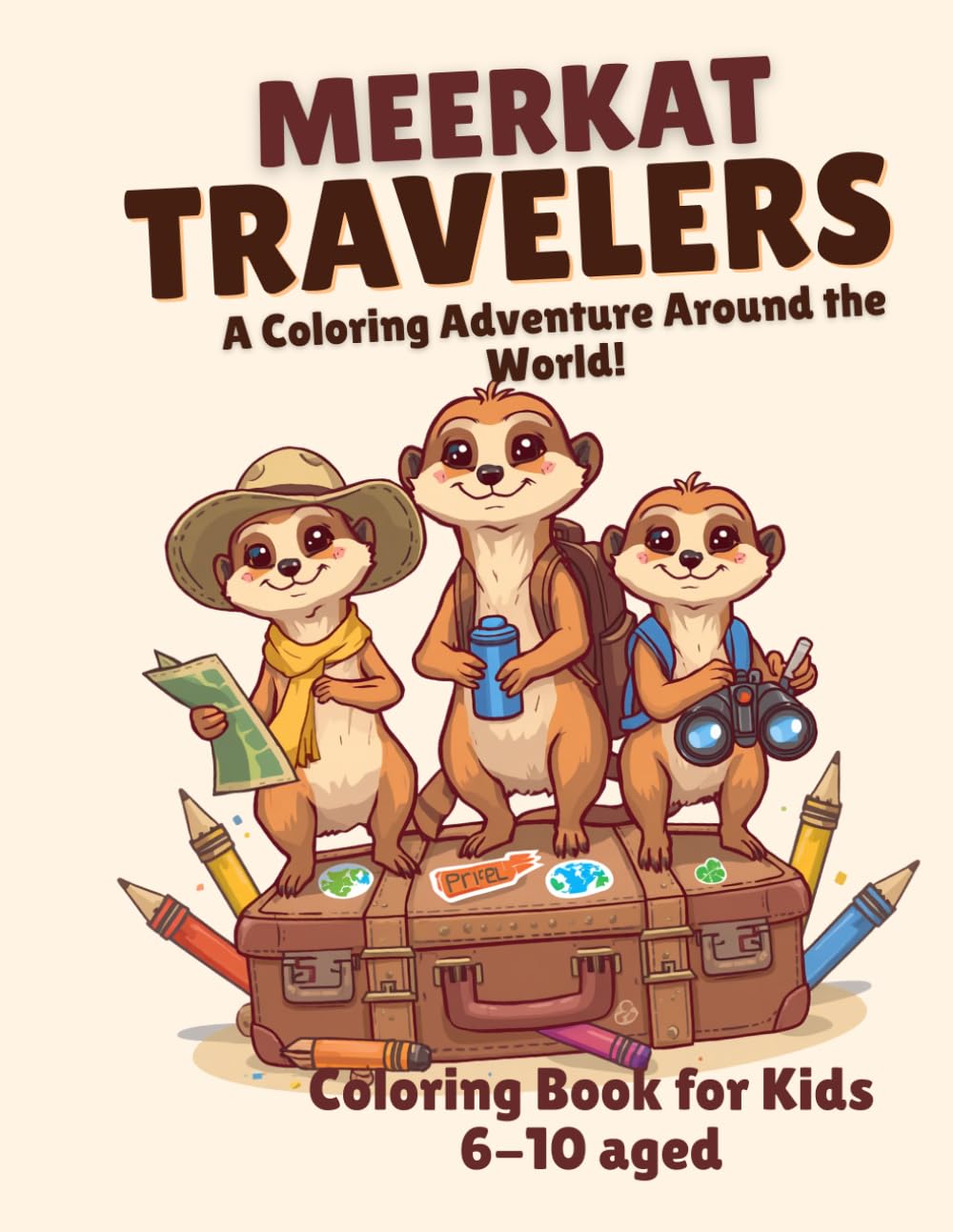 Meerkat Travelers Coloring Book for Kids Ages 6-10: Fun Around the World Adventure with Cute Animals, Easy Designs, 25+Single-Sided Pages (Meerkat Adventures)