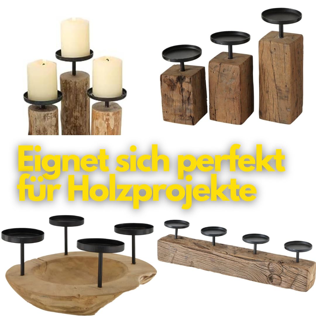 CeleBig® Lot De 4 Bougeoirs De 10 Cm De Diamètre Avec Protection Des Bords Pour Couronnes De L'Avent Et Projets De Bricolage En Métal | Bougeoir Avec Clou Et Plate-forme | Idéal