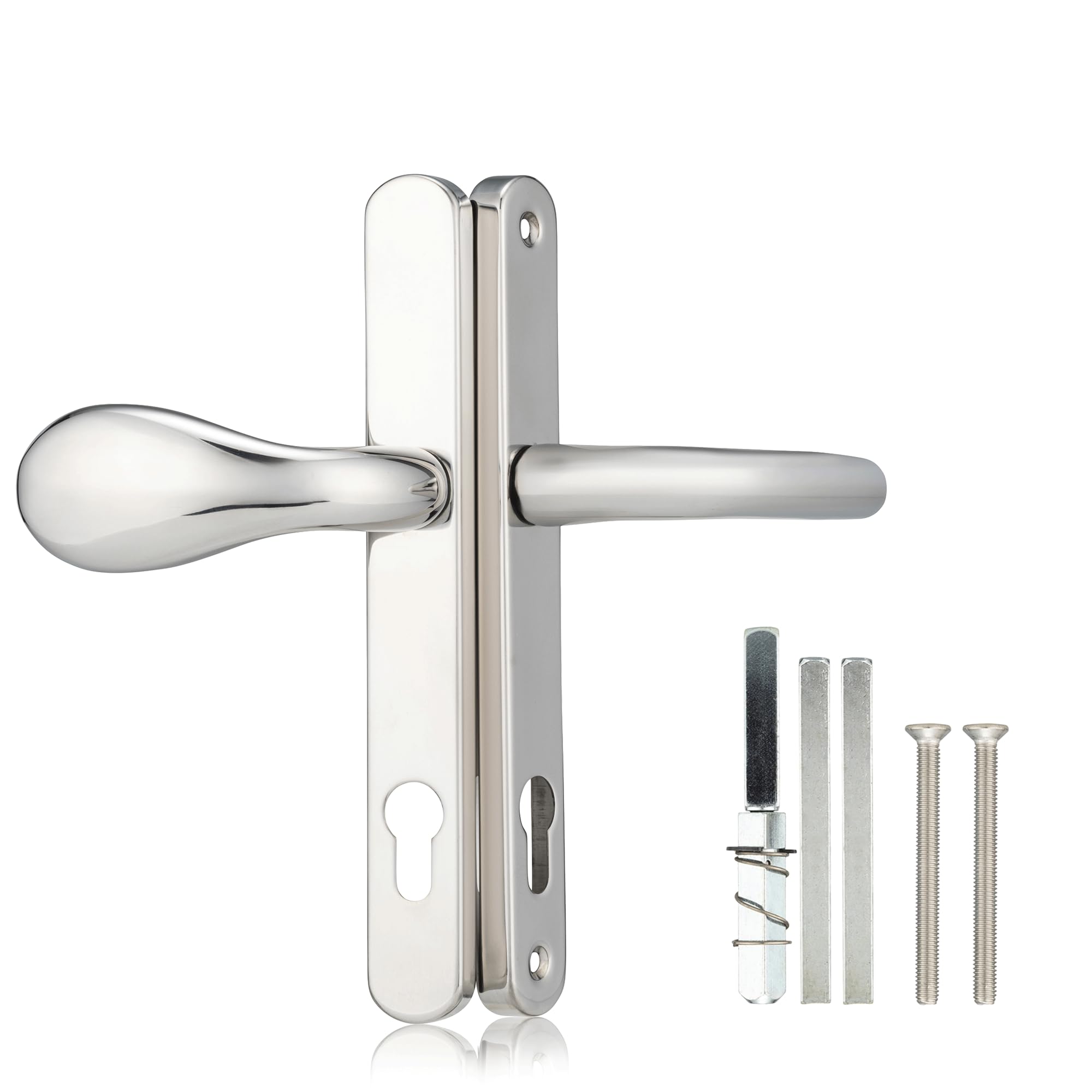 XFORT Uros Polished Chrome Inline UPVC Door Handle, (PZ 92mm, Screw Hole Distance 211mm