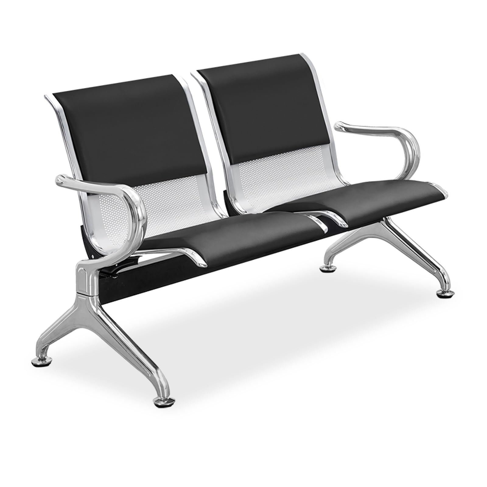 AYCDL Reception Bench with Armrests, Comfortable Leather Cushion & Backrest-Stylish Furniture for Office, & Waiting Areas,Blue,Black