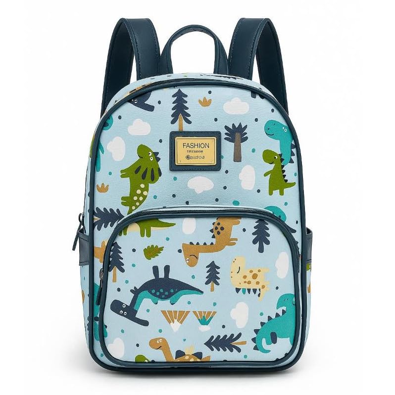 Mochila Maternidade Infantil Unicórnio Estampada Leve Para Escola Creche Passeio(DINO // AZUL BB)