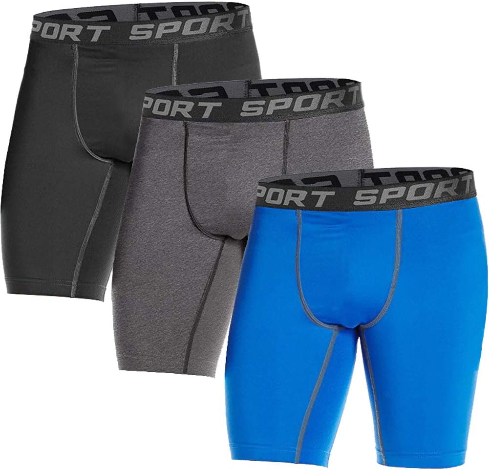 DEYI Men's Athletic Compression Shorts Running 3 Pack Tight Sports Shorts