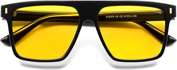 SOJOS Sunglasses for Women & Men Square Wide Thick Frame Shades Retro Trendy Fashion UV Protection SJ2373
