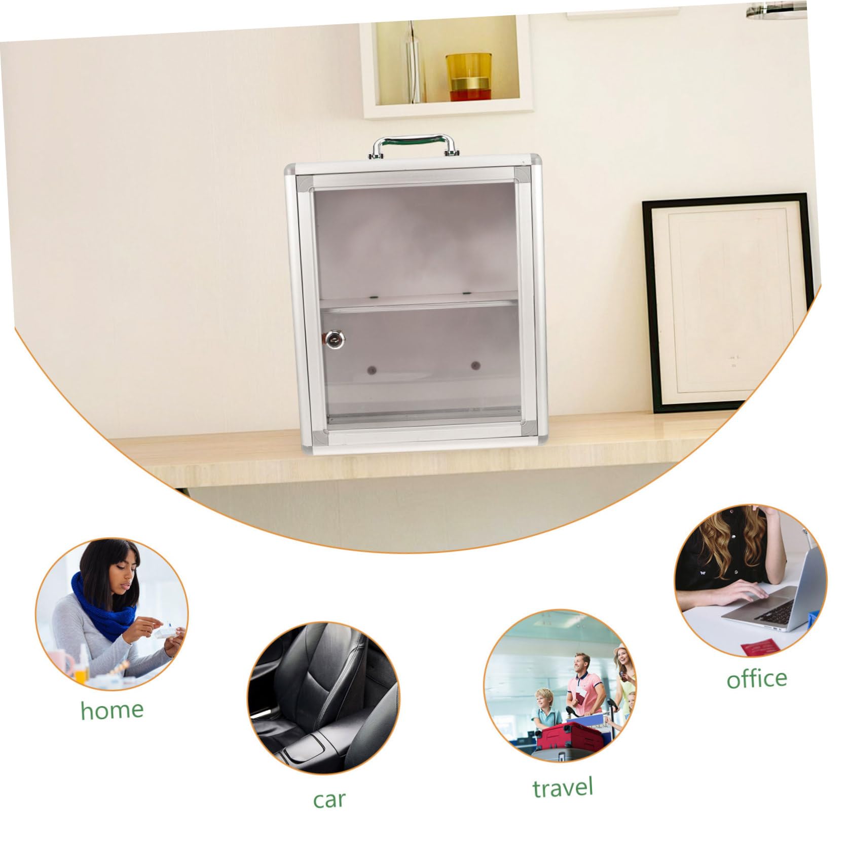 Alipis Botiquín de Primeros Auxilios y Almacenamiento Clasificado de Pared Gran Capacidad, Diseño Montado, Puerta Transparente para Uso en Hogar o Coche