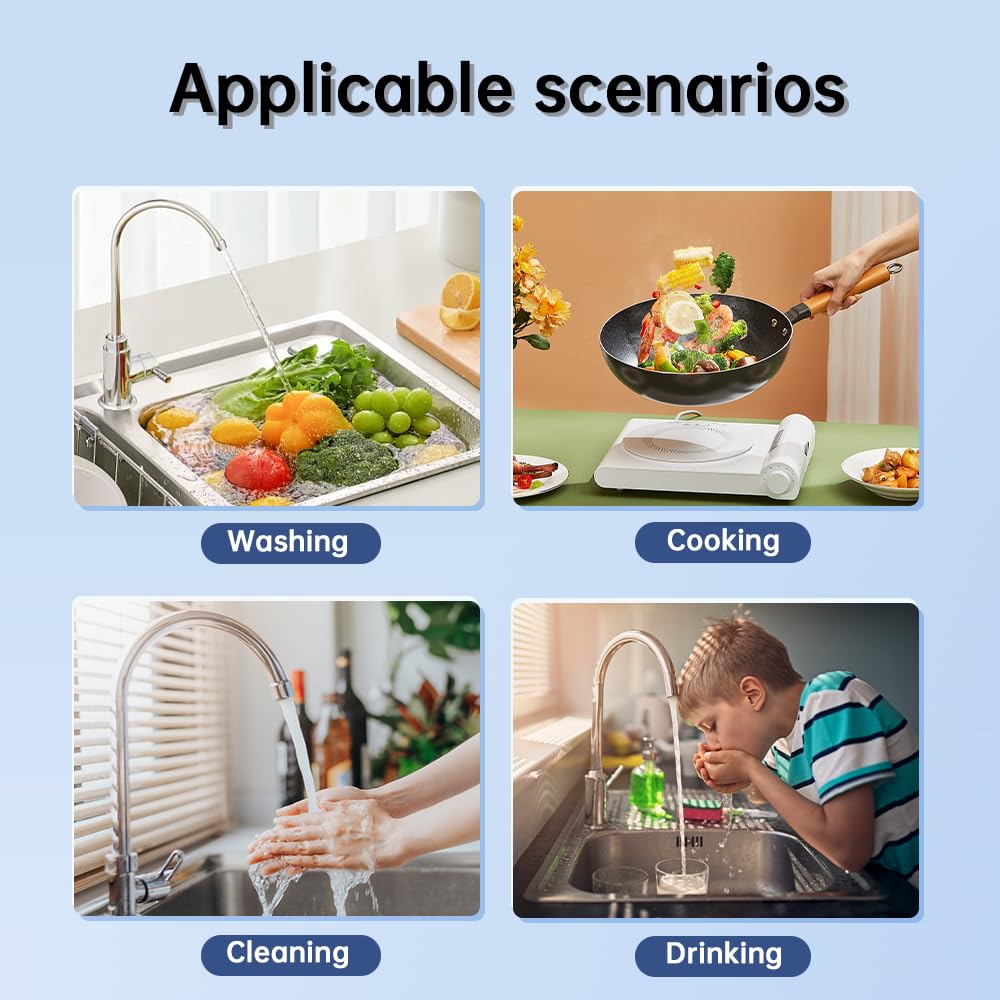 Sistema de filtro de agua bajo encimera, certificado NSF/ANSI 42, ultrafiltración de 0,01 micrones, capacidad de 8000 galones, conexión directa sin grifo separado, filtro de agua potable