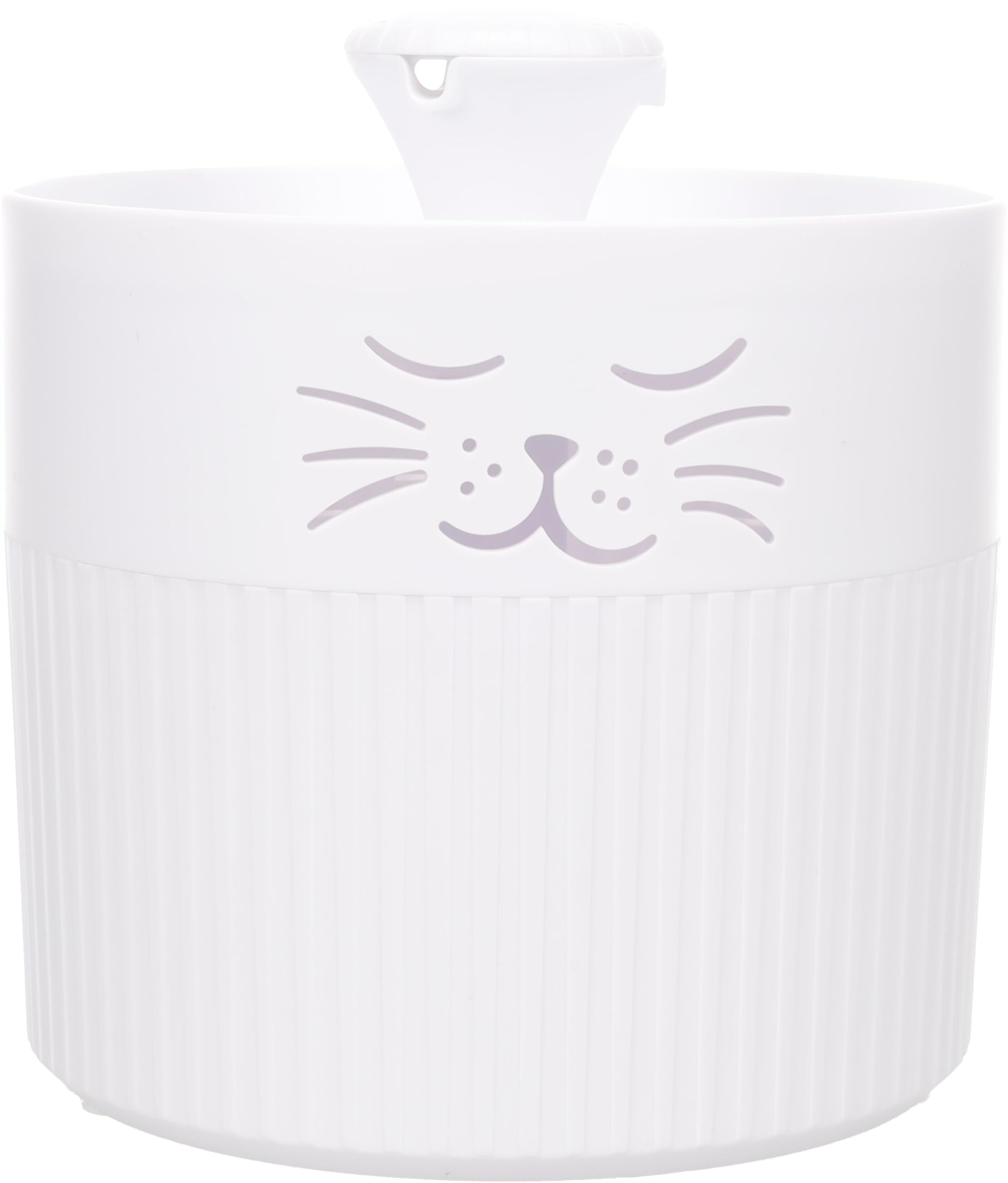 fontanella per gatti - Flamingo Mali rotonda bianco - design esclusivo - 2L - plastica - pompa super silenziosa con arresto automatico - filtro carbone attivo - indicatore luminoso - cavo USB 150 cm