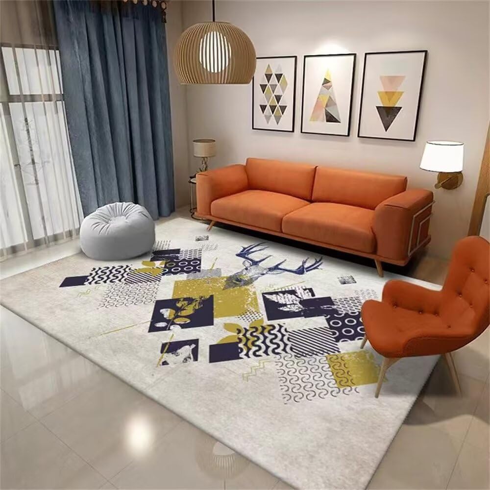 Tapis moderne bleu gris 90x180cm et grand tapis de chambre enfant