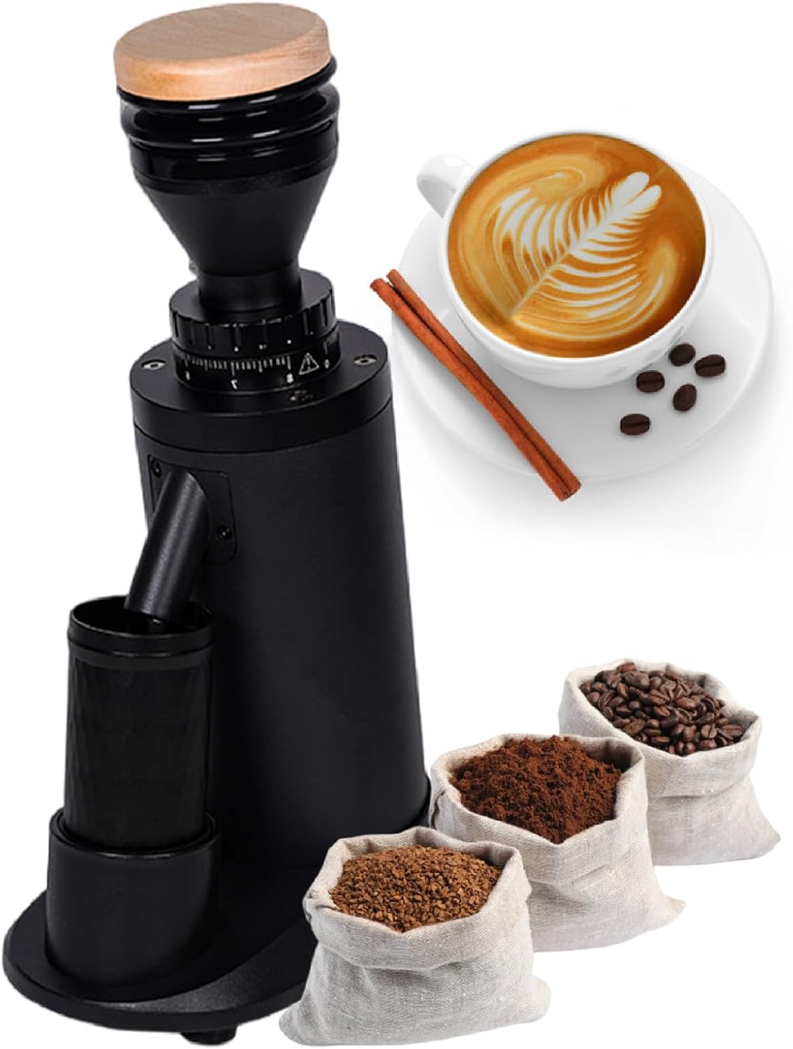 Burr Coffee Bean Grinder for Home Use with Stepless Grind Settings, Single-Dose Espresso Grinder for Espresso, Anti-Static Design Conical