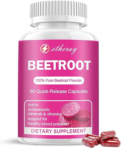 Cápsulas de remolacha - Cápsulas de polvo de raíz de remolacha - Polvo de remolacha que apoya la presión arterial, rendimiento atlético, digestivo,