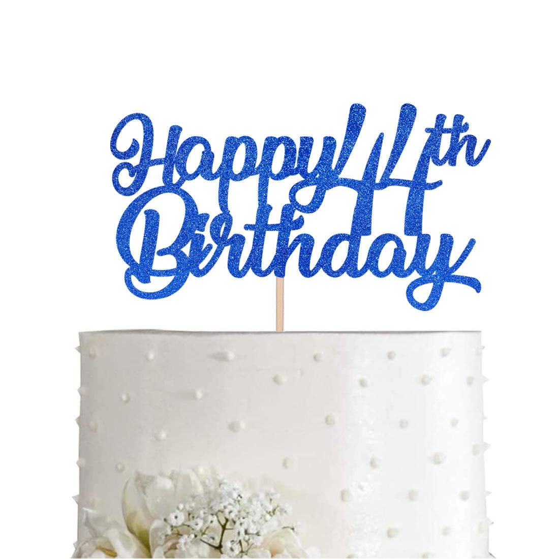 Blue 44th Birthday Cake Topper - Royal Blue Glitter 'Cheers To 44 Years' Party Decorations