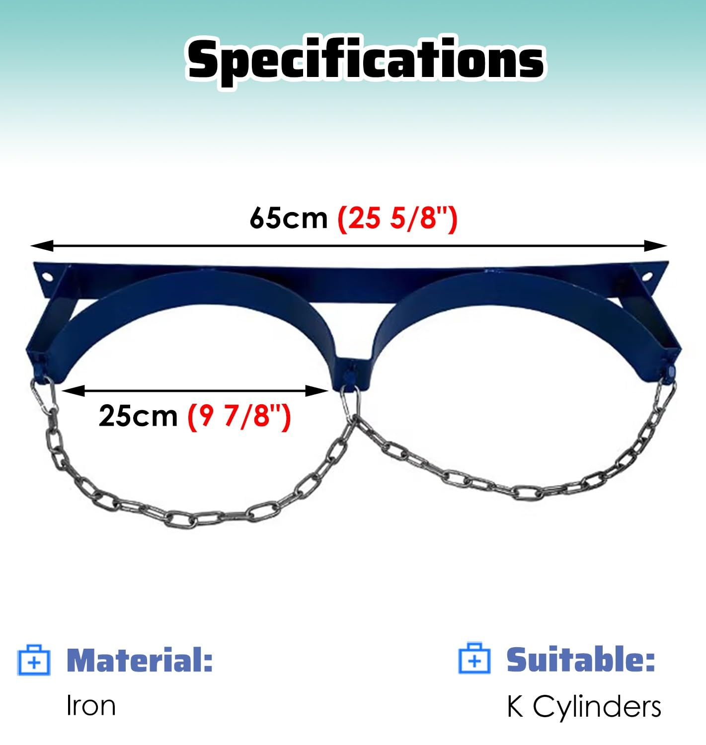 Supporto per Bombola Grande Supporto per Bombola di Ossigeno da 10" di Diametro Montato a Parete, Rastrelliera Portaoggetti per Bombola di Propano Sospesa, Regolatore per Bombola di Azoto Montato a Fo