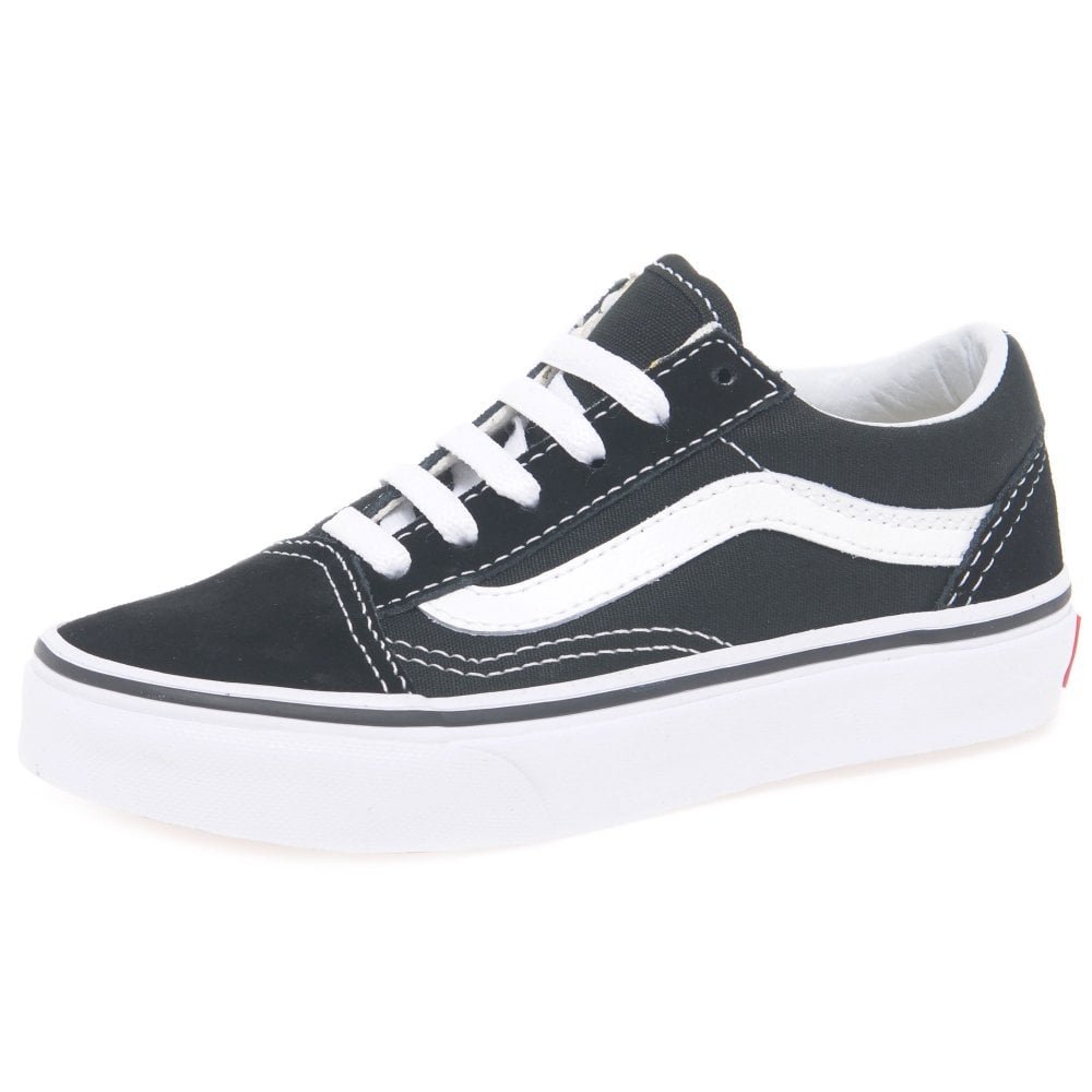 Vans Viejo Skool Niños Jóvenes Encaje Lienzo Zapatos 33 EU Black Suede/White