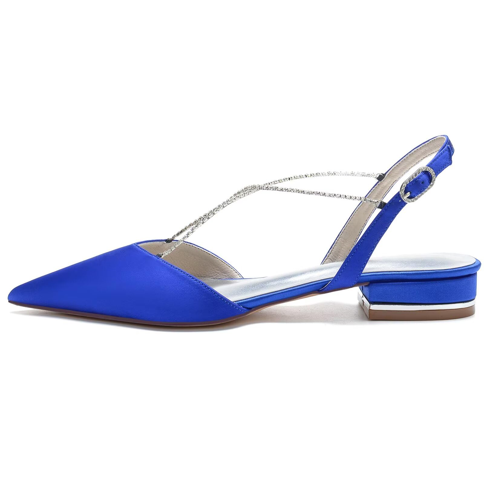 Scarpe col Tacco Donna Eleganti Décolleté Punta Chiusa Sandali con Tacco Basso da Sposa,1"
