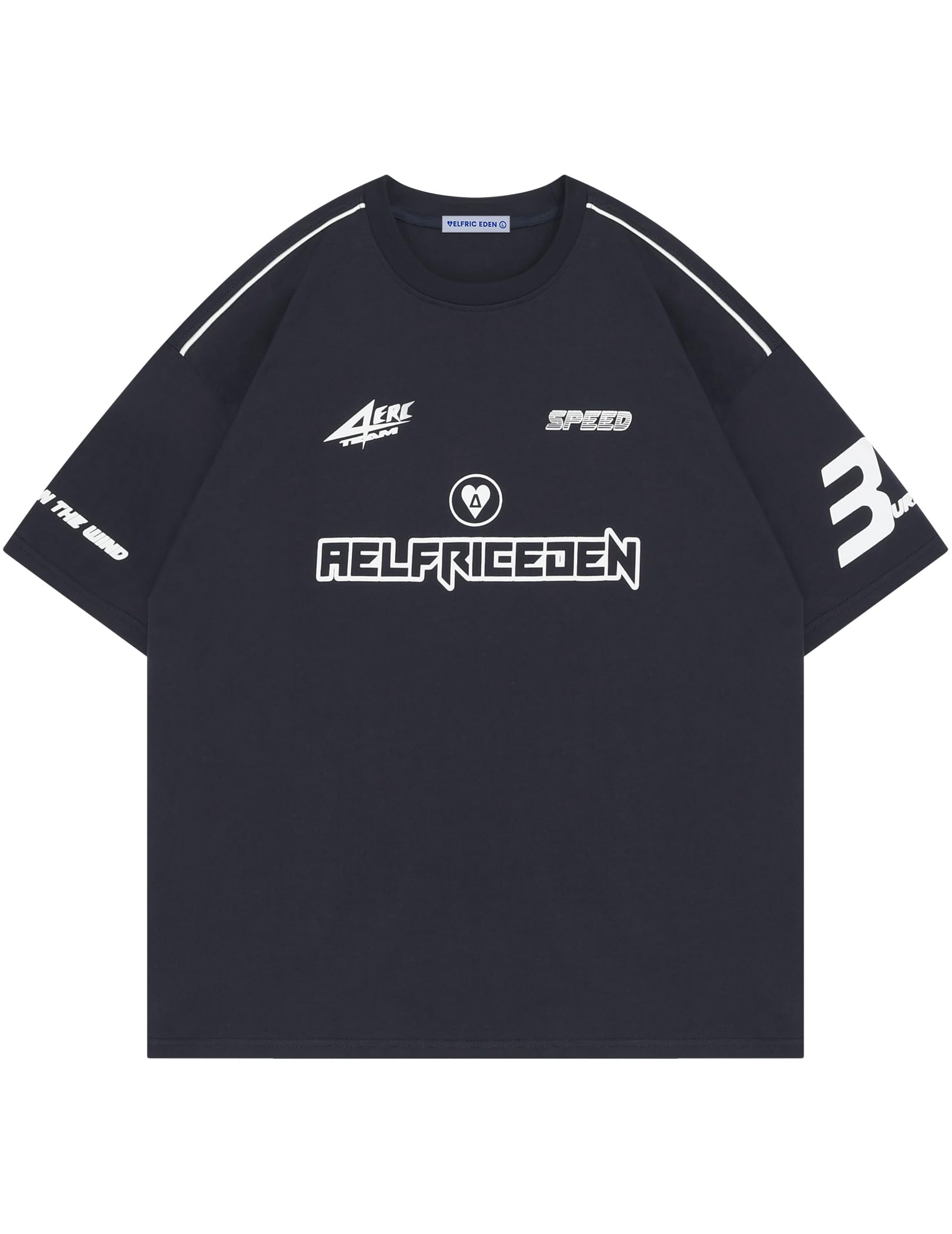 Aelfric Eden Mens Graphic Tees Vintage Racing Tees Oversized T Shirt Women Contrast Color Summer Tops