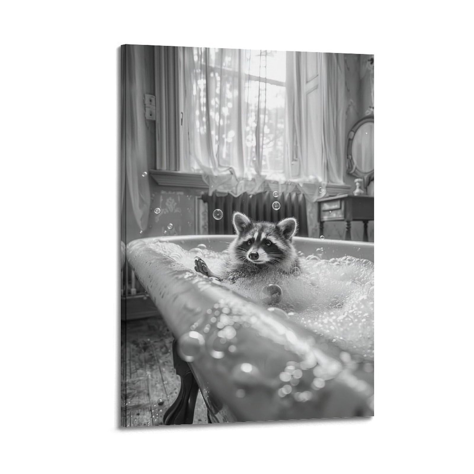 ESTE Funny Raccoon Bathtub Poster Decorative Painting Canvas Modern Art Picture 24x36inch(60x90cm)