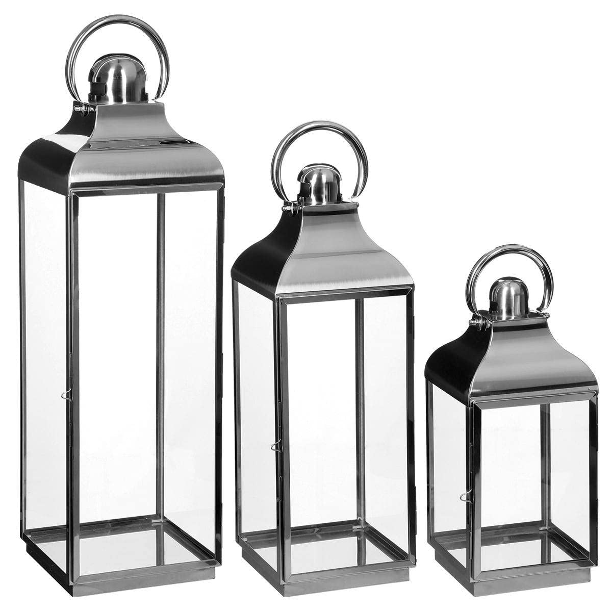 Atmosphera - Set de 3 lanternes extérieur/intérieur - acier inoxydable