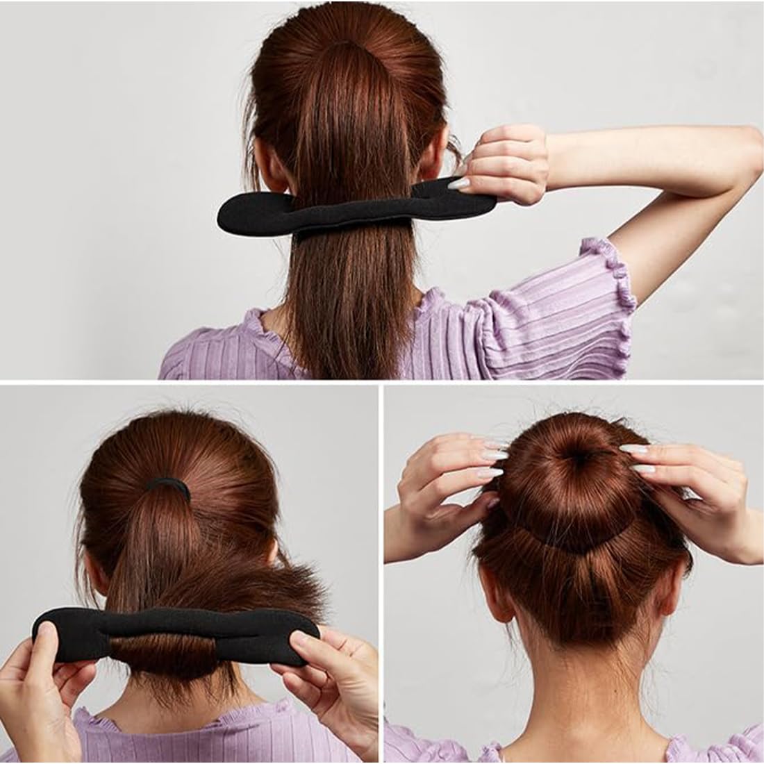 Magic Espuma Esponja Moño Pelo, Conjunto de Donas para Cabello, Twist Curler Donut