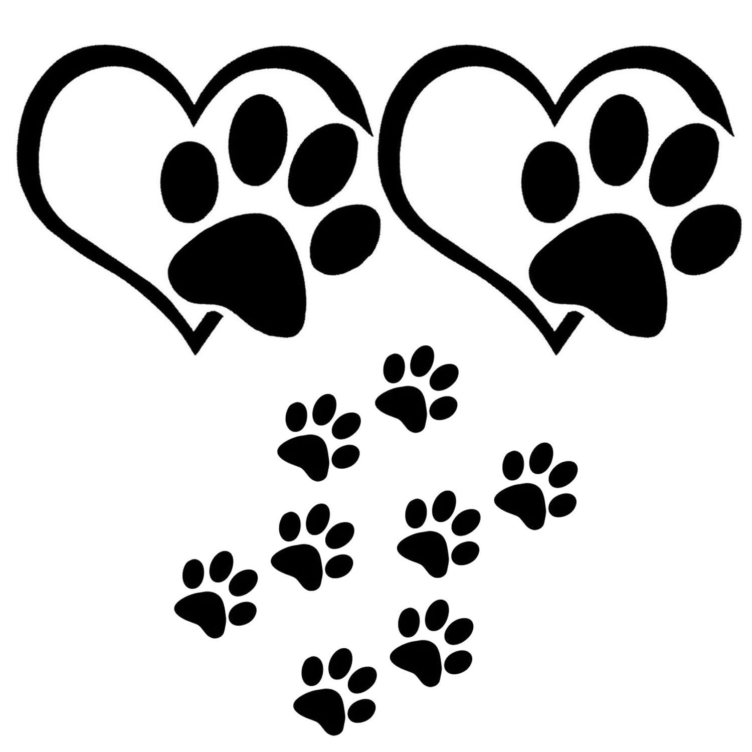 3PCS Paw Print Car Stickers, Black, PVC, Playful Classic, Sticker, Suitable for Cars and Motorcycles
