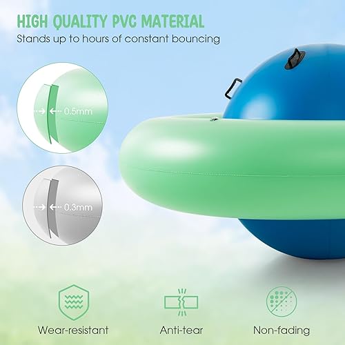 Miniatura 4 de Costzon Balancín inflable de cúpula para niños, 88 pulgadas, balancín y puente de escalada con 6 asas, balón mecedora gigante, equipo de juegos para