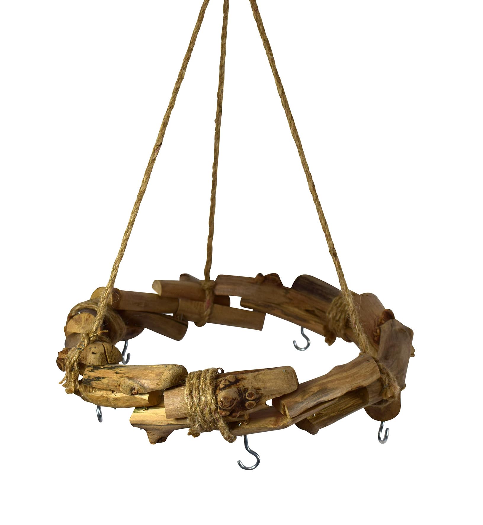 Holzkranz Natur mit Kordel zum Hängen - 32 cm - Deko Hängekranz mit Haken für Zierschmuck