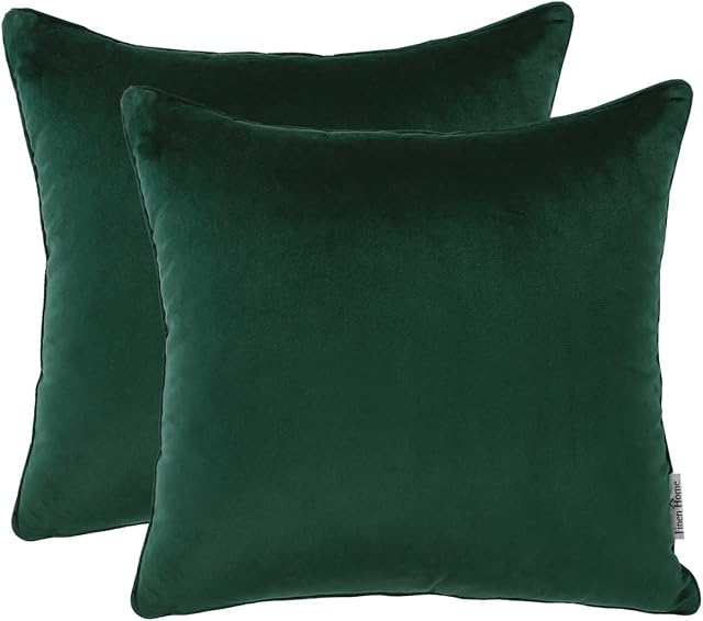 Bronwen Mathews Velvet Cushion Covers 43x43 cm Pack of 2 Bottle Green Decorative Throw Pillowcases Soft Modern Square Durable For Sofa Chair Garden Living Room Balcony Car 17x17 inch (Bottle Green).