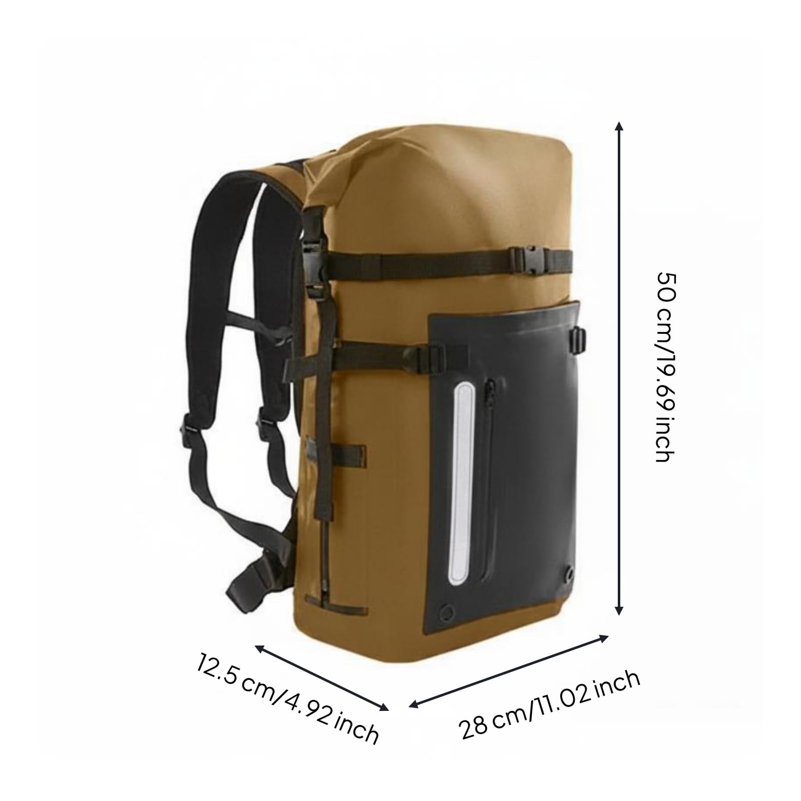 Sac à Dos Étanche Loisirs Sac à Dos Imperméable Sac de Randonnée Sac Marin PVC Étanche Protégeant des Éclaboussures et de la Pluie Dos Rembourré, Marron, Marron, 20L