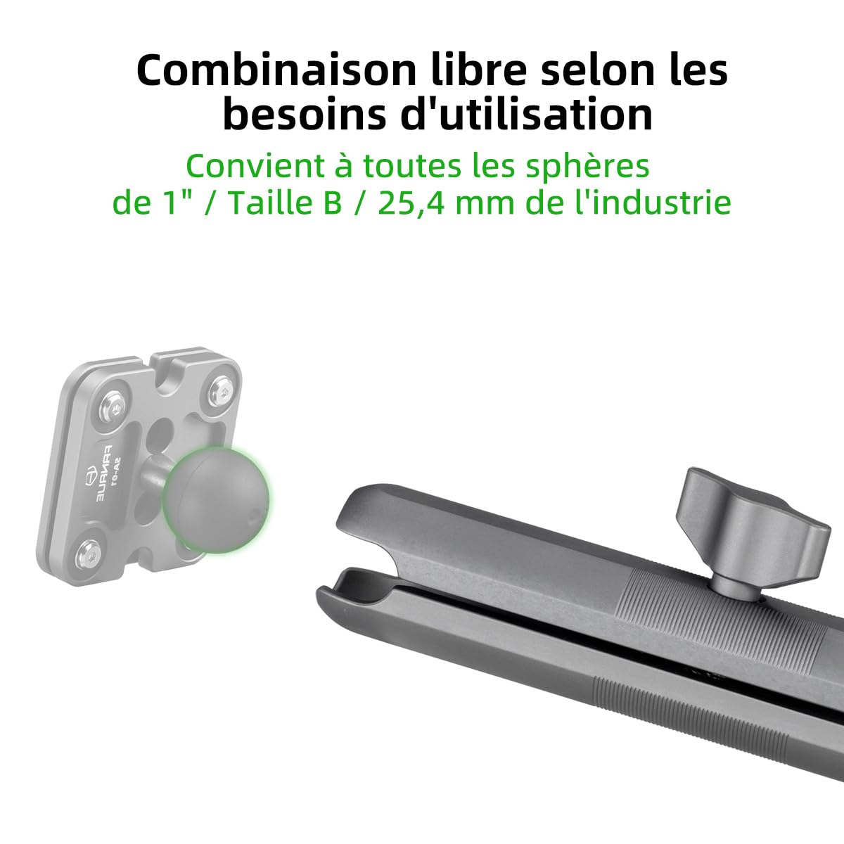 FANAUE support d'extension pour double prise avec bras en alliage d'aluminium, compatible avec les adaptateurs RAM Mounts taille B/à bille de un pouce. Longueur du bras : 150mm (DA-150)