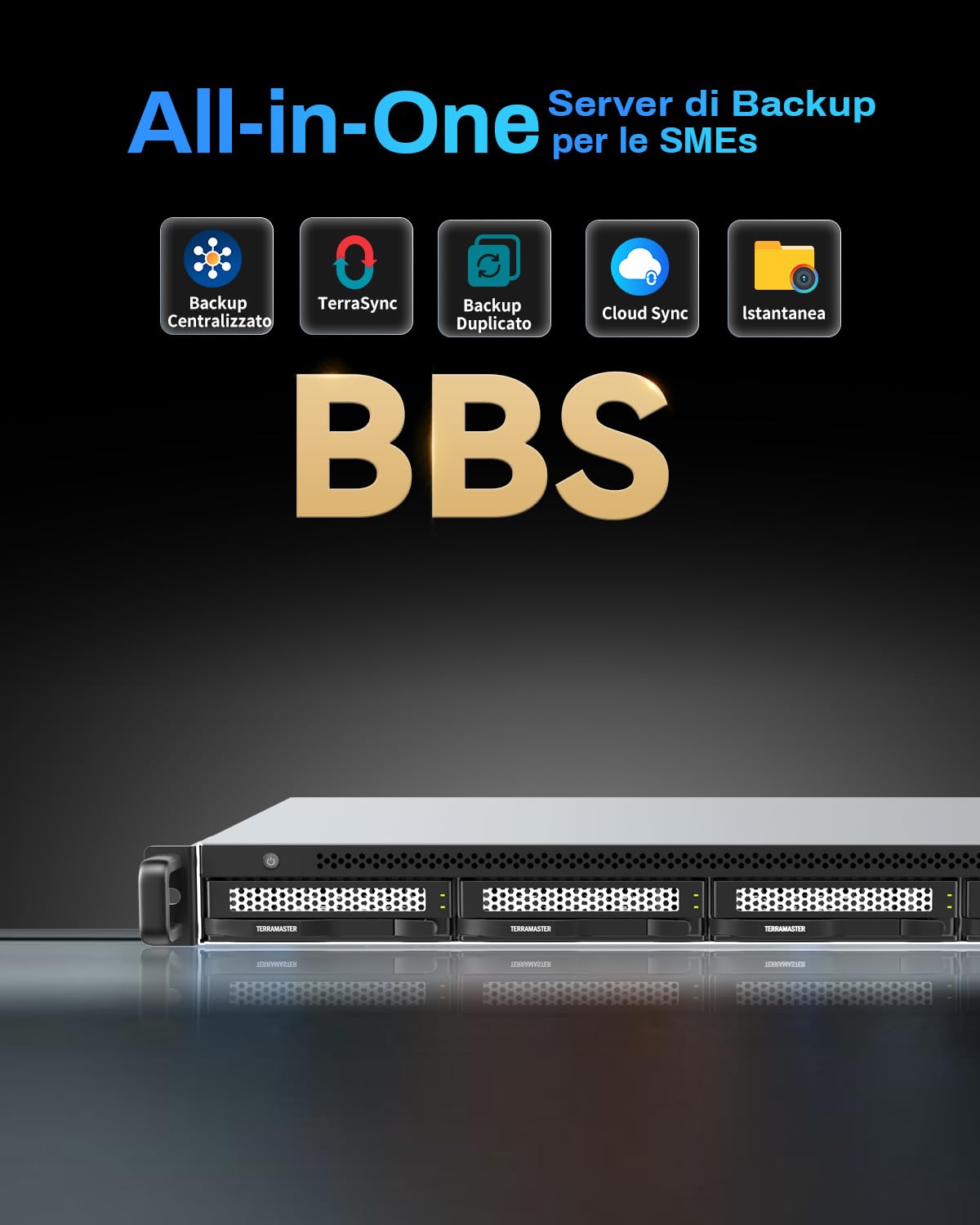 TERRAMASTER U4-500 4Bay Ultra-Short Rackmount NAS per Aziende (Diskless) | Intel Core i3-1215U 6-Core, 8GB DDR5 RAM, Dual 10GbE LAN, 2x M.2 NVMe, BBS Backup Suite