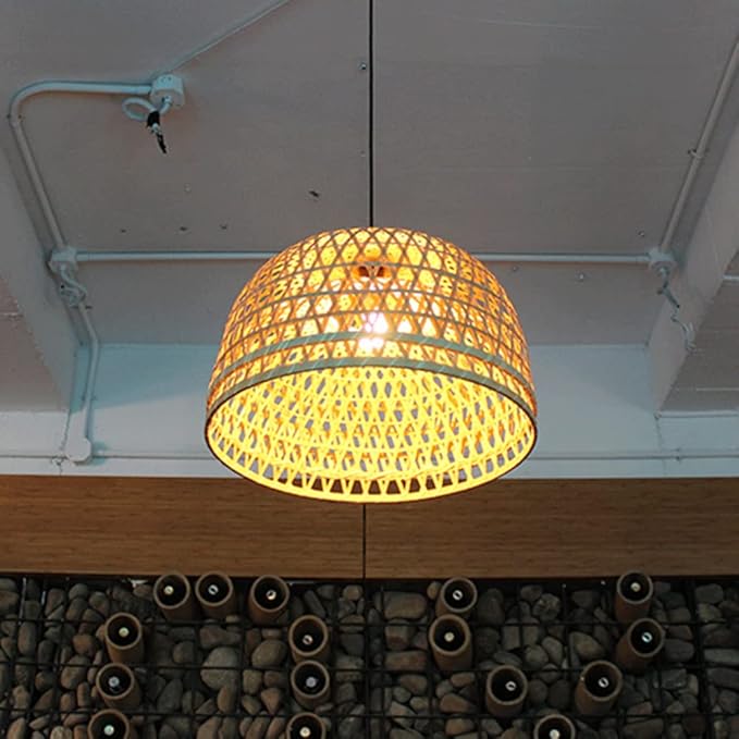 SHUANGZ Nordic Gevlochten Restaurant Hanglamp Bamboe Rotan Kroonluchter Rieten Hangende Lamp Industriële Vintage Hanglamp In Japanse Stijl Voor Studie Woonkamer Eetkamer photo 2