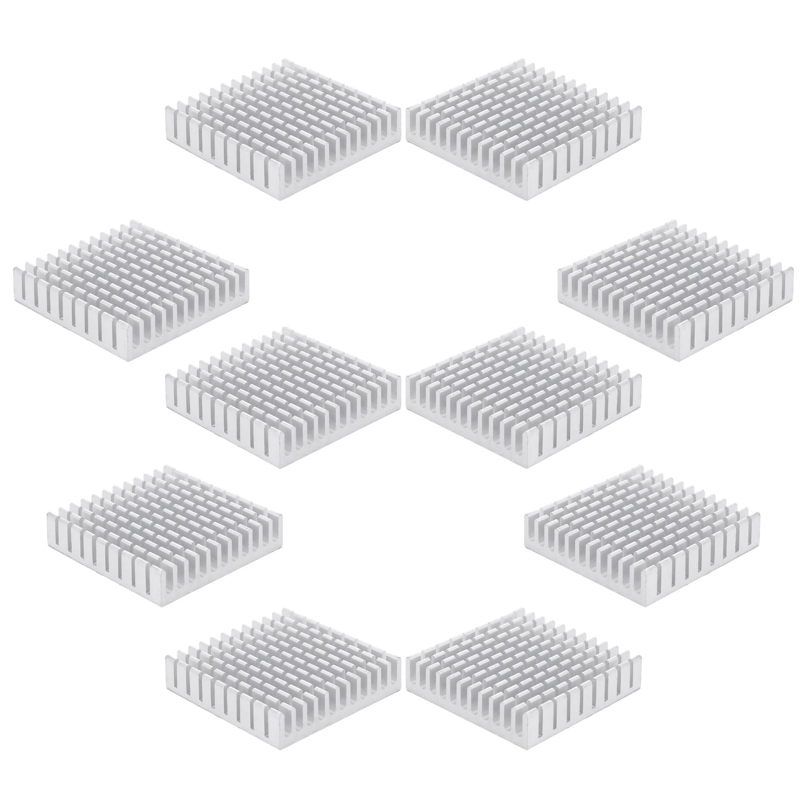 10 PCS Aluminum Chipset Heatsink Radiator Heat Sink Cooling Fin Silver for CPU LED Power Active Component 45 x 45 x 10mm