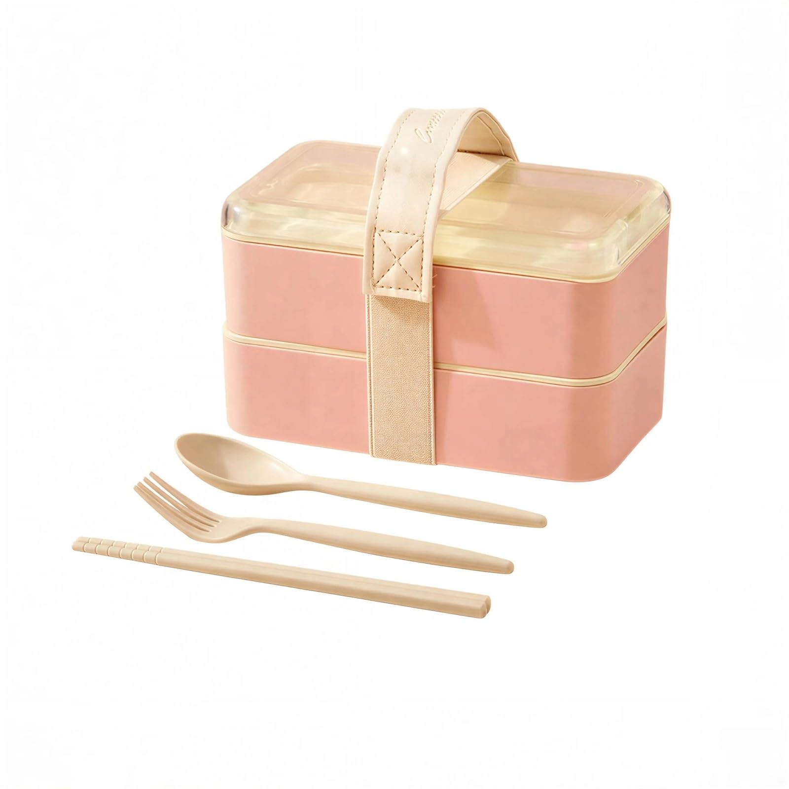 Kalttoy Portable Bentos Box for Students and Leak Proof Microwave Safe Lunch Container Double Layer with Utensils Lunch Box with Utensils