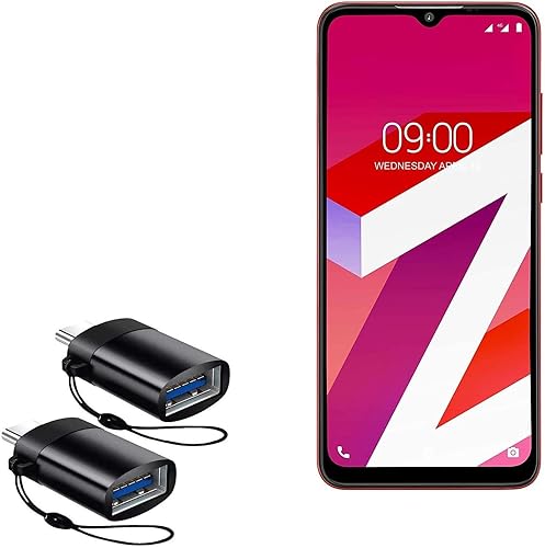 BoxWave Cable Compatible with Lava Z4 - USB-C to A PortChanger (2-Pack), USB Type-C OTG USB Portable Keychain - Slate Black