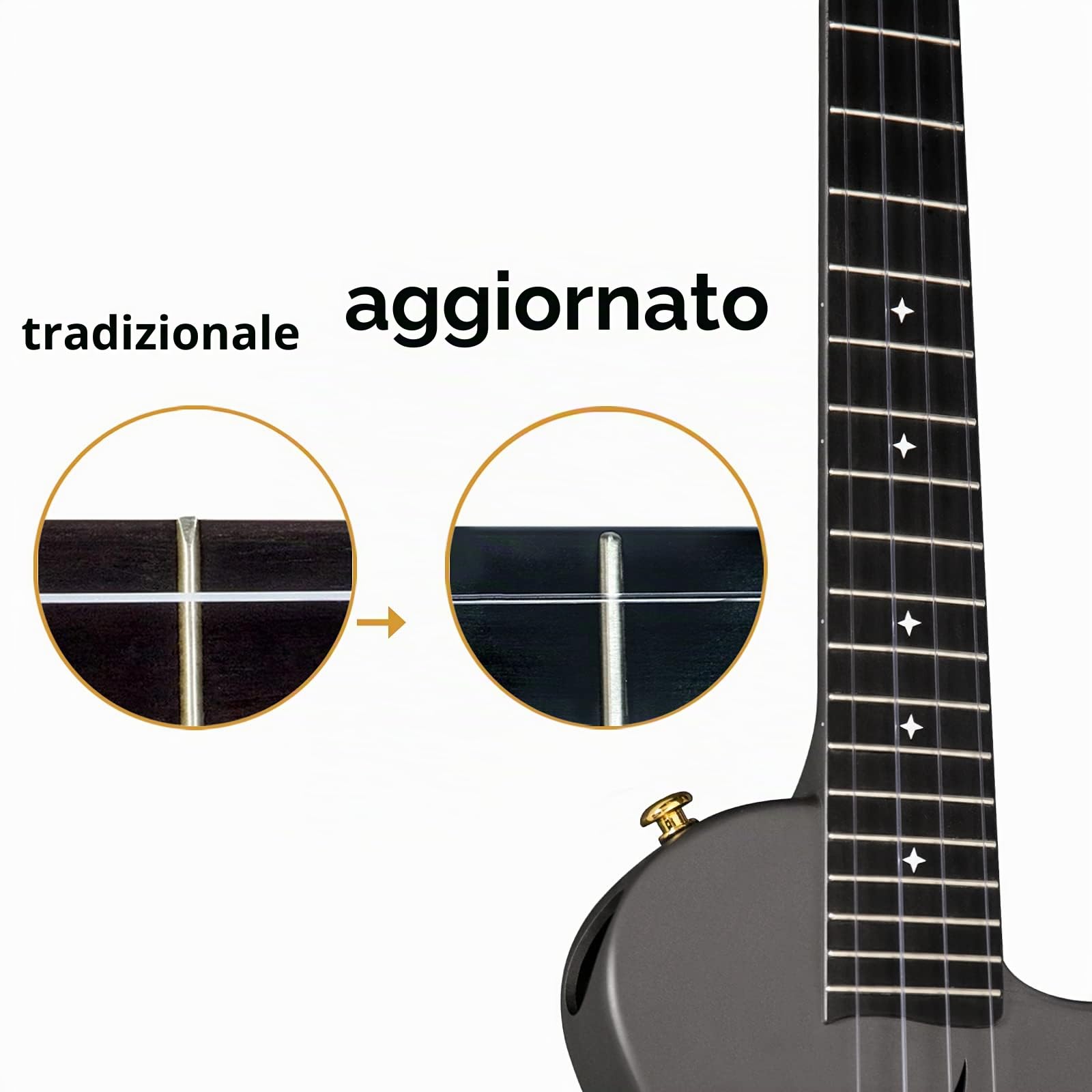 Enya - Ukulele tenore da viaggio, in fibra di carbonio, corpo cutaway, per adulti, 66 cm, con kit per principianti, con custodia, tracolla, capotasto e corde (Nova U Pro, nero)