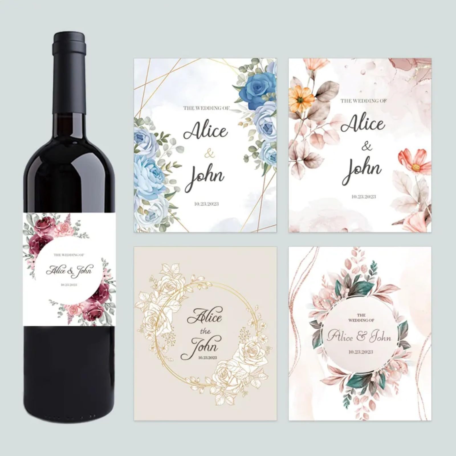 Personalized Wine Bottle Sticker Wedding Engagement Party Gift Bridal Appreciation Party Wine Sticker Label (60Pcs,8.5x10cm)