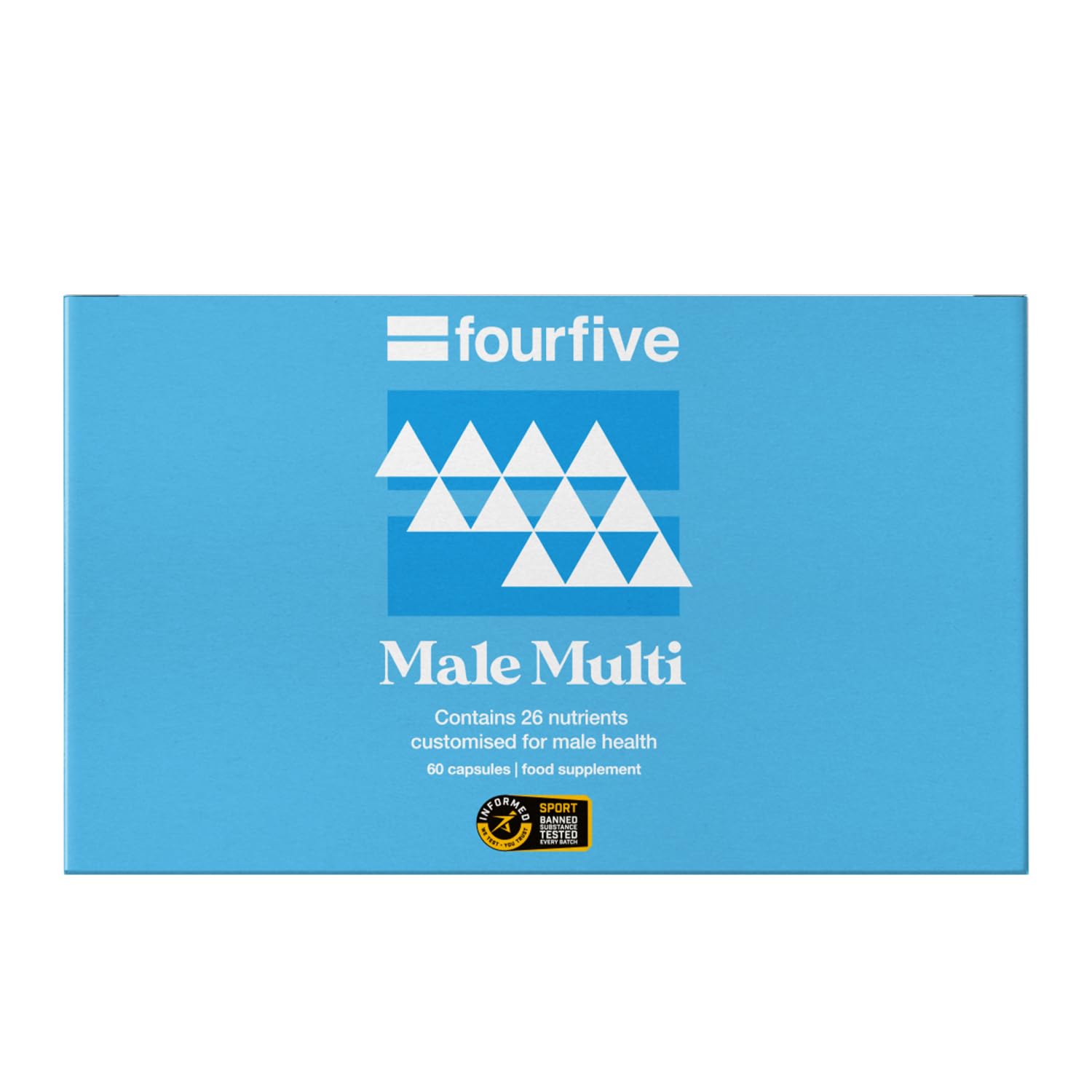 fourfive Multivitamin Capsules for Men - Informed Sport Tested Multivitamins with 26 Essential Vitamins & Minerals, Increase Energy & Support Health, Vegan (60 Capsules)
