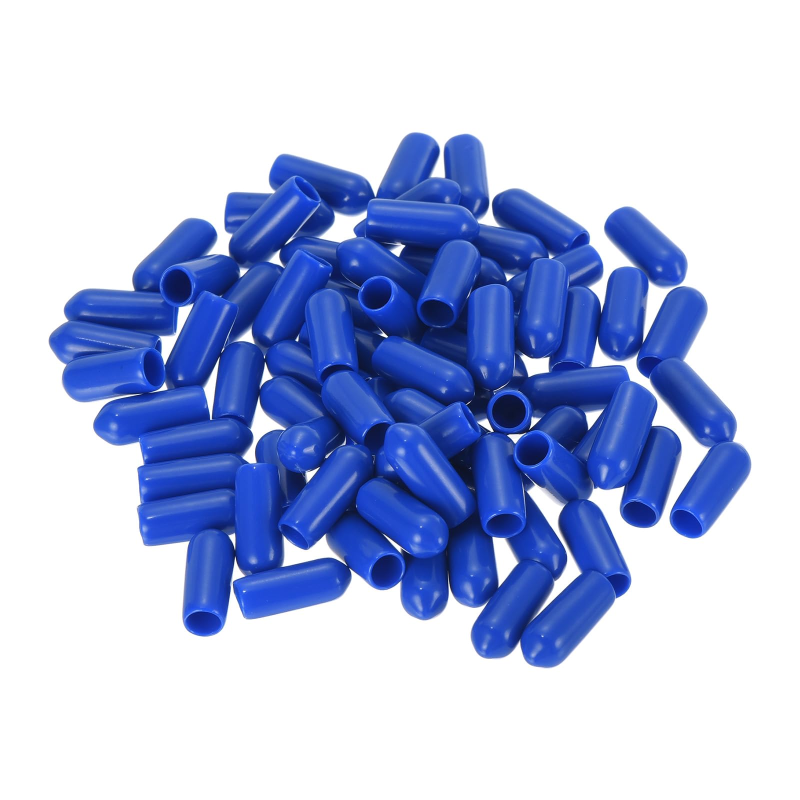 uxcell 100pcs Rubber End Caps 5mm ID Vinyl Round Tube Bolt Cap Cover Screw Thread Protectors Blue