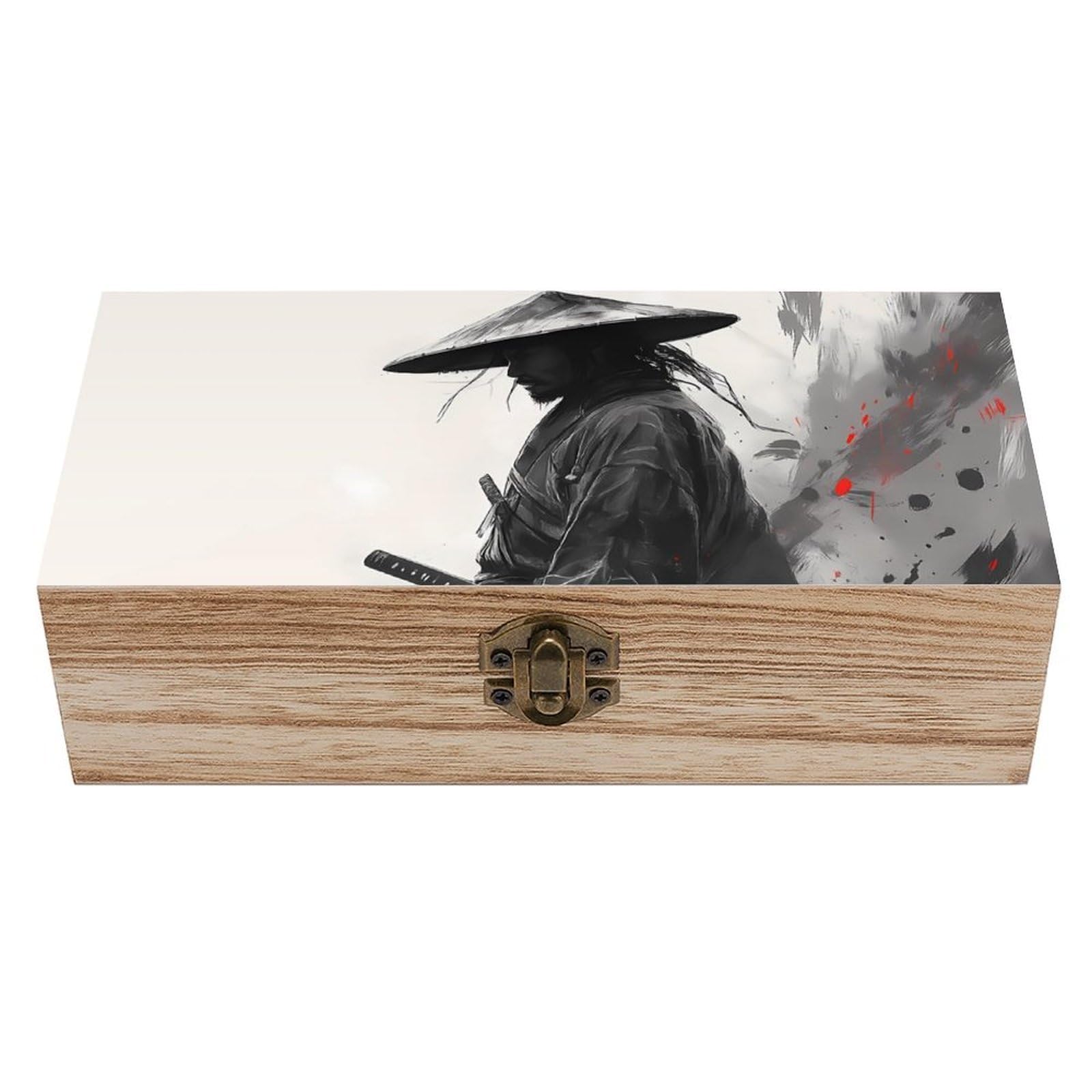 Oudrspo Swordsman Retro Wooden Storage Box Keepsake Jewelry Decorative Art Storages Box Gift Boxs