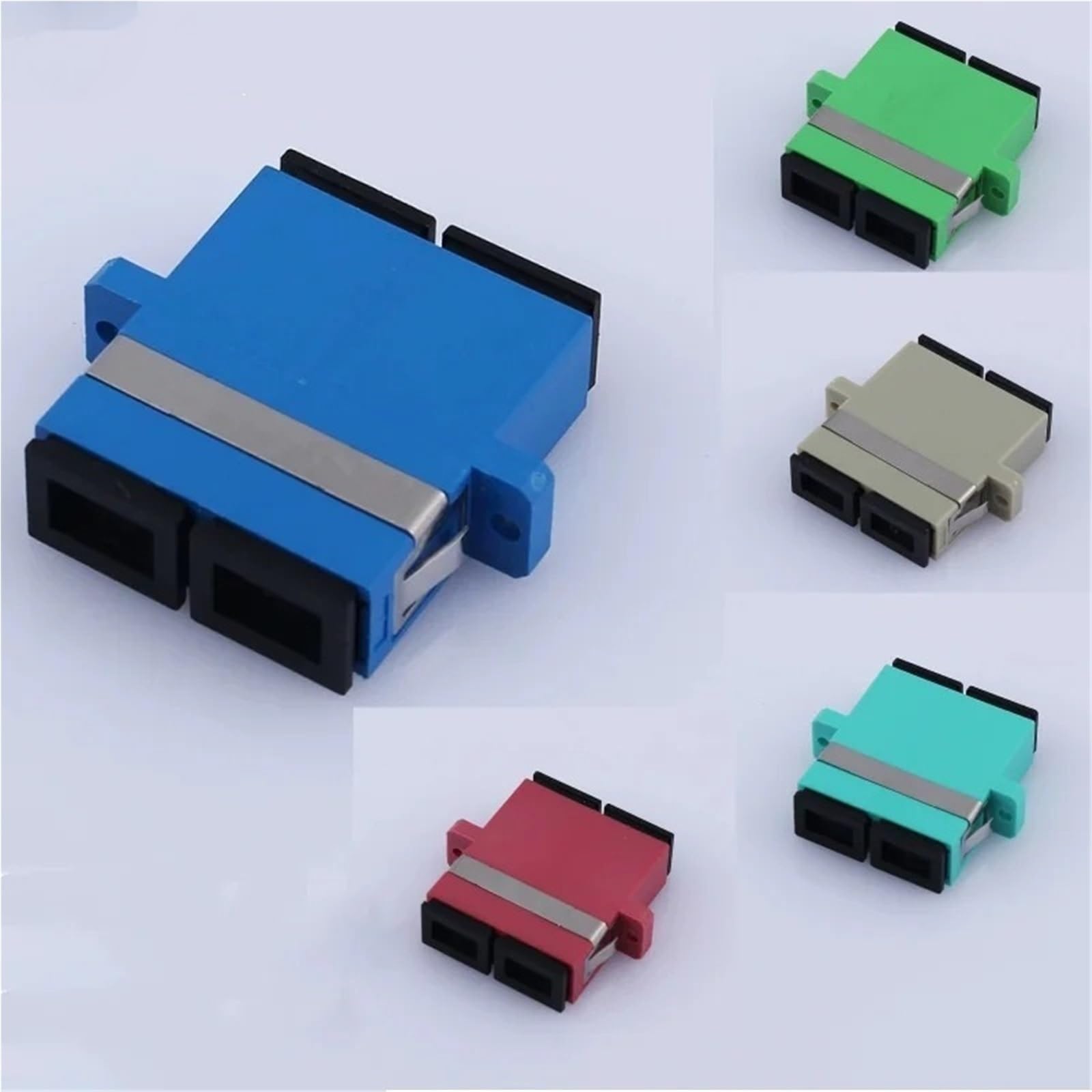 Adaptateur SC Duplex 100 pièces OM3 OM4 OM5 SM MM coupleur Fibre Optique MM SC-SC connecteur Double UPC IL 0,2 DB(Blue)