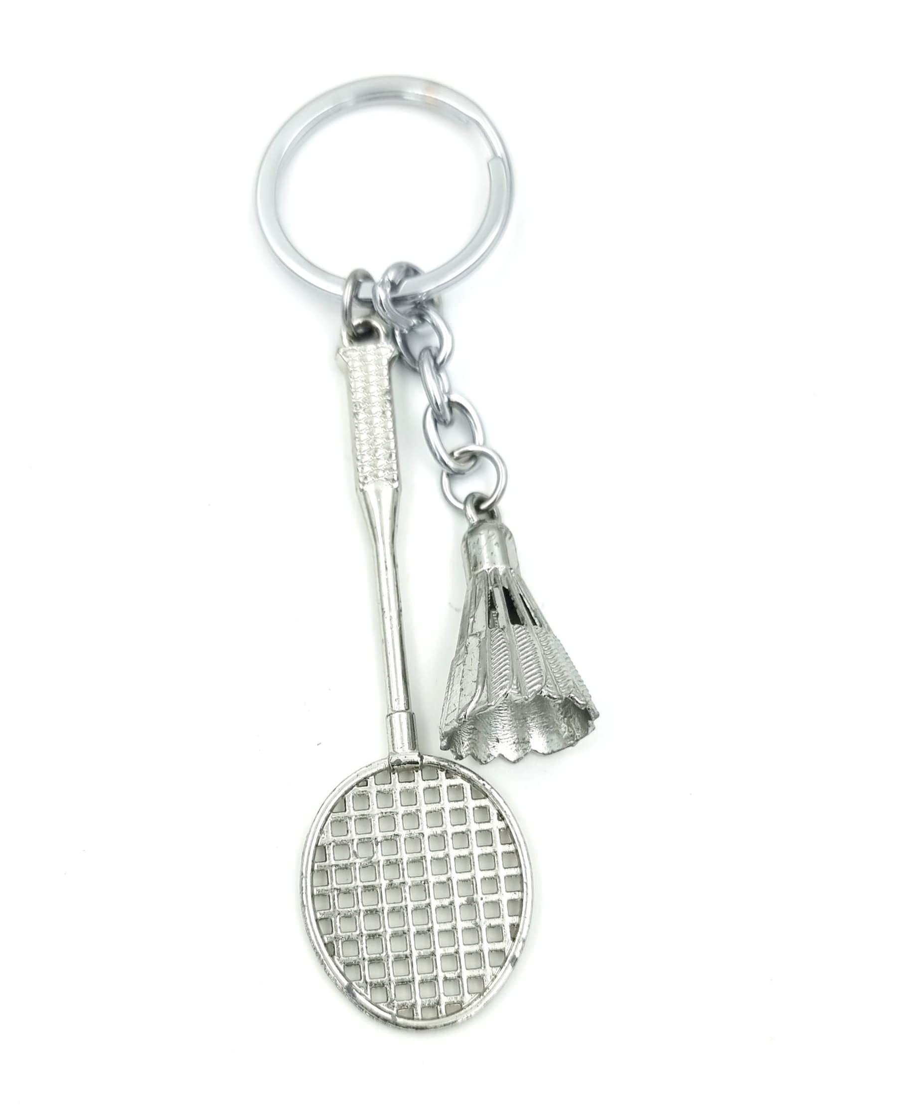 5G Retail Limited Edition Metal Shuttle Bat with Cork 3D Keychain,Silver for Gifting Shuttle Set-image-5