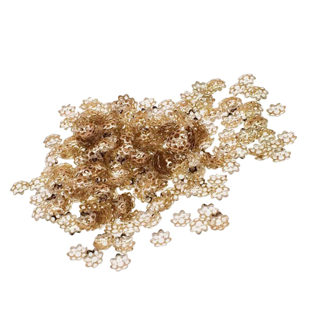 300 Pcs Iron Flower Beads Caps Beads Spacer for Jewelry Making 6mm Golden