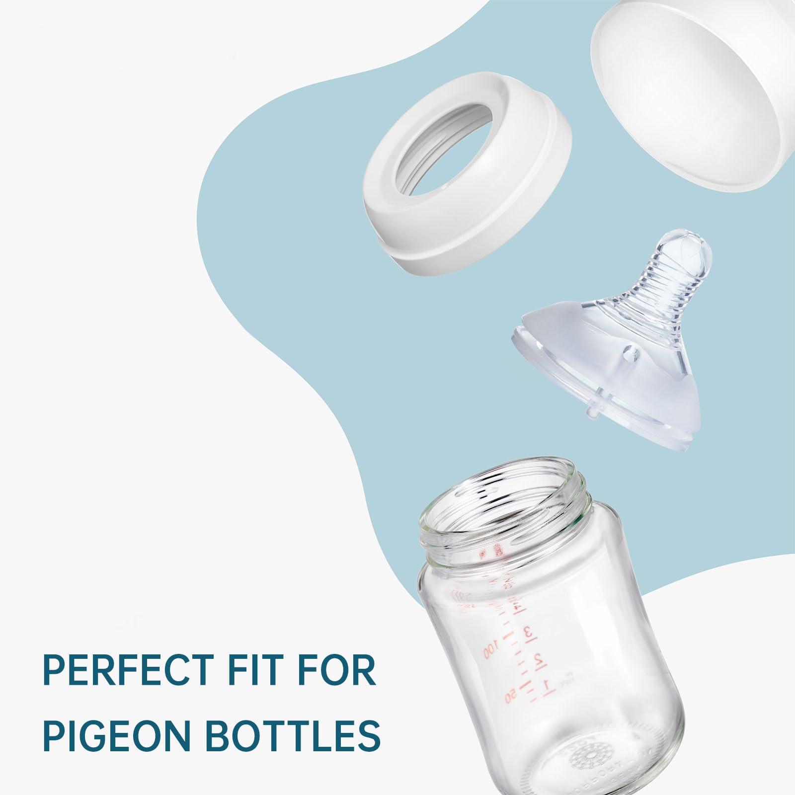 4Pack Replacement Silicone Nipple Compatible with Pigeon PP Nursing Bottle, Soft Spout Replacement for Pigeon, Easy Transition from Bottle to Cup, No Spill (S, Slow Flow)