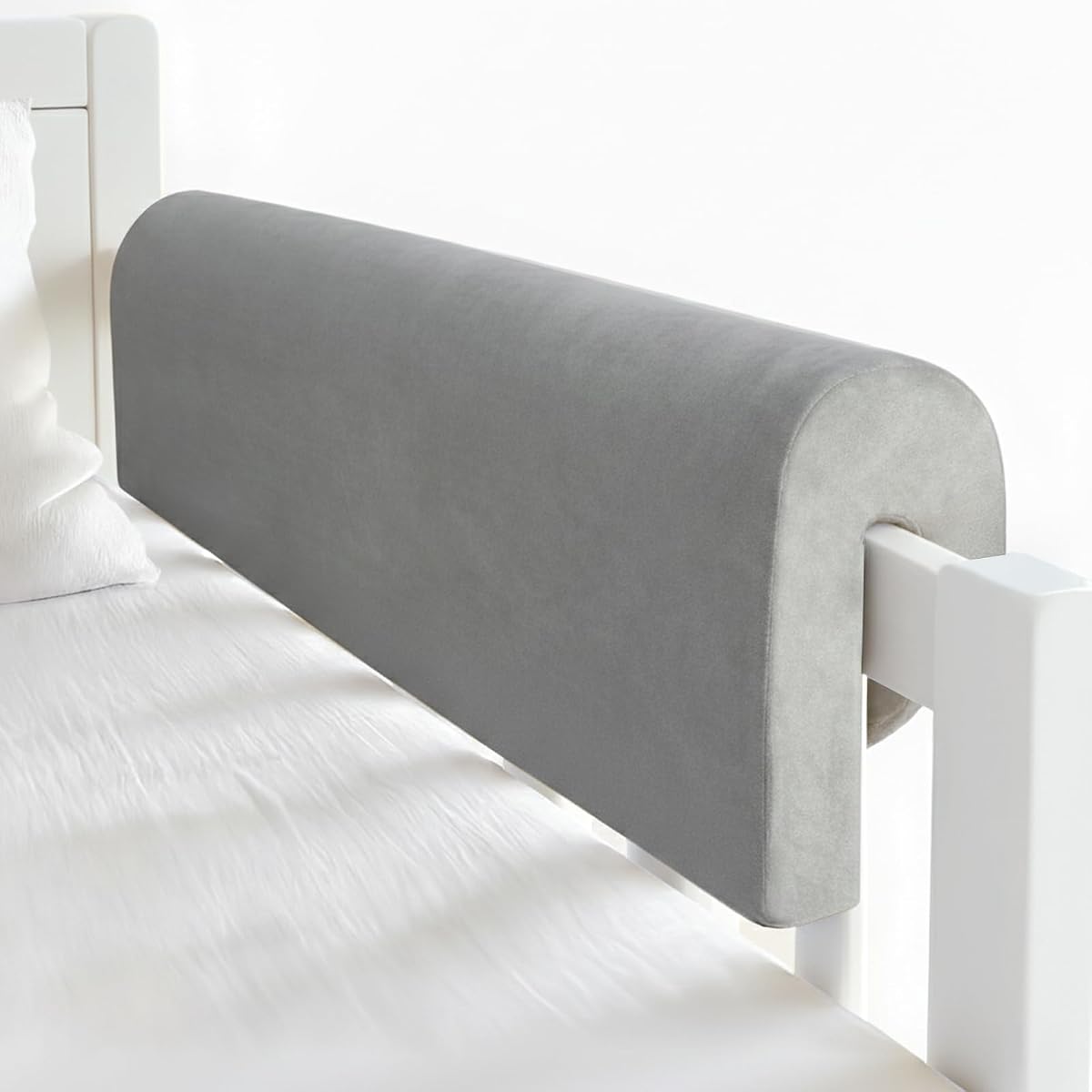 Toddlers' Bed Rail Bumpers Protector, Children's Bed Guardrail Padding, Soft Cushioned Barrier, Increased Height, Easy to Install, Washable Cover, Fits Floor, Bunk & Loft, 3 Ft, Gray, 1Pack