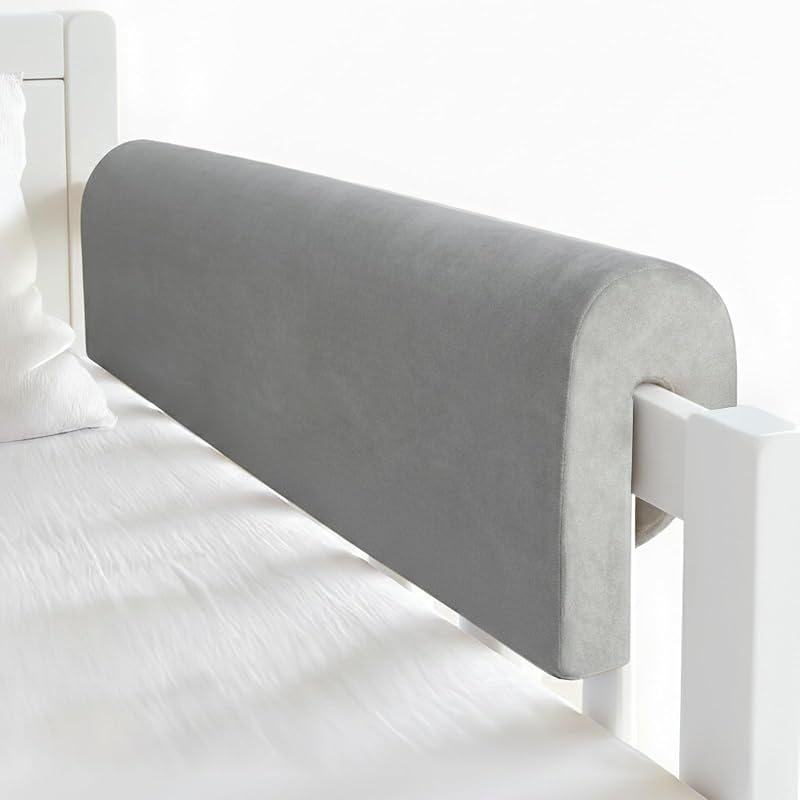 Toddlers' Bed Rail Bumpers Protector, Children's Bed Guardrail Padding, Soft Cushioned Barrier, Increased Height, Easy to Install, Washable Cover, Fits Floor, Bunk & Loft, 3 Ft, Gray, 1Pack