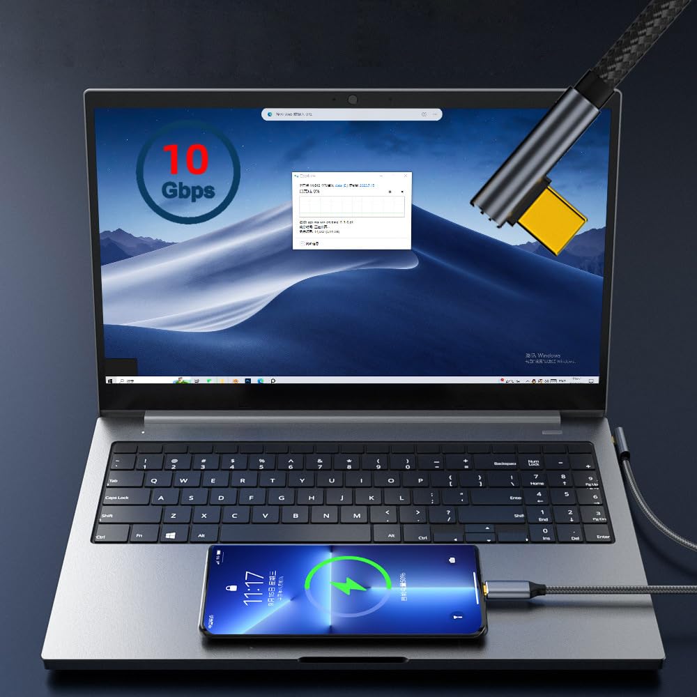 Cavo USB 3.1 Tipo C Angolato Xiwai - 0,5m - 10Gbps 100W PD - Prolunga 4K 60Hz Per Laptop E Telefono - 3